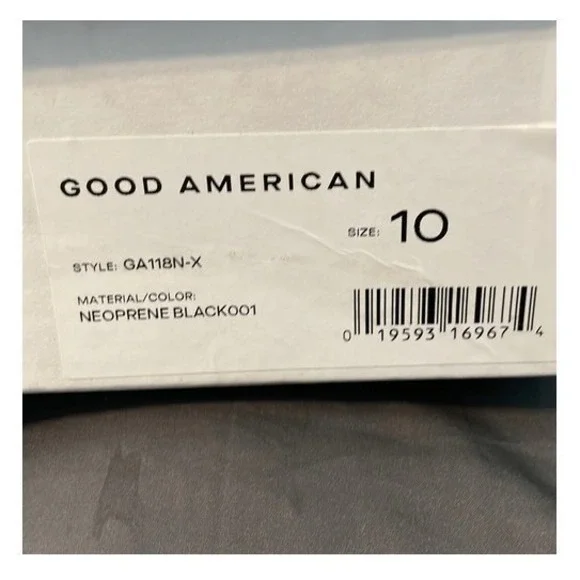 Good American High Kickstand Neoprene Heeled Bootie Black Gold Heel Boots 10 - Picture 3 of 5